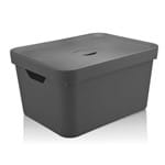 Ficha técnica e caractérísticas do produto Caixa Organizadora Plástica Cube OU Tampa Cinza 45X35X24CM