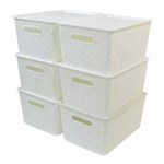 Ficha técnica e caractérísticas do produto Caixa Organizadoras - Rattan Empilhável Grande - 15l - BRANCO