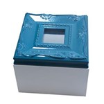 Ficha técnica e caractérísticas do produto Caixa Quadrada Decorativa Kapos com Tampa em MDF e Madeira 8 X 11 X 11 Cm - Branca/Azul