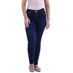 Ficha técnica e caractérísticas do produto Calça Feminina Skinny Cintura Alta Jeans Escuro Visual Jeans