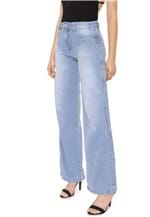 Ficha técnica e caractérísticas do produto Calça Jeans Biotipo Pantalona Estonada Azul