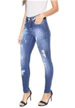 Ficha técnica e caractérísticas do produto Calça Jeans Denuncia Skinny Destroyed Azul-marinho