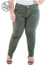 Ficha técnica e caractérísticas do produto Calça Jeans Feminina Cropped Barra Assimétrica Plus Size
