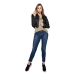 Ficha técnica e caractérísticas do produto Calça Jeans Feminina Cropped Cintura Alta