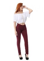 Ficha técnica e caractérísticas do produto Calça Jeans Feminina Legging Vinho - 249501 - Sawary