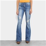 Ficha técnica e caractérísticas do produto Calças Jeans Flare Calvin Klein Five Pockets Mid Rise Cintura Média Feminina