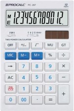 Ficha técnica e caractérísticas do produto Calculadora de Mesa 12 Dígitos Branca Pc267 - Procalc