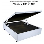 Ficha técnica e caractérísticas do produto Cama Box Baú Casal em Corino Branco com Pistão - 138x188