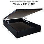 Ficha técnica e caractérísticas do produto Cama Box Baú Casal em Corino Preto com Pistão - 138x188 - Sonnoforte