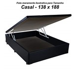 Ficha técnica e caractérísticas do produto Cama Box Baú Casal em Corino Preto com Pistão - 138x188