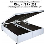 Ficha técnica e caractérísticas do produto Cama Box Baú King Size em Corino Branco com Pistão - 193x203
