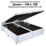 Ficha técnica e caractérísticas do produto Cama Box Baú Queen em Corino Branco com Pistão - 158x198 - Sonnoforte