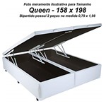 Ficha técnica e caractérísticas do produto Cama Box Baú Queen em Corino Branco com Pistão - 158x198