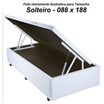 Ficha técnica e caractérísticas do produto Cama Box Baú Solteiro em Corino Branco com Pistão - 088x188 - Sonnoforte