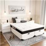 Ficha técnica e caractérísticas do produto Cama Box Queen Premium com Baú Corino Branco com Colchão Black White D45 Branco