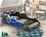Ficha técnica e caractérísticas do produto Cama Carro Fórmula 1 Infantil Azul - Ja Moveis