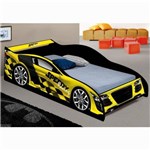 Ficha técnica e caractérísticas do produto Cama Carro Speedy Racing Infantil Amarelo com Colchão