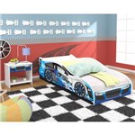 Ficha técnica e caractérísticas do produto Cama Infantil Carro Drift Solteiro com Criado Mudo - Azul / Branco - Rpm Móveis