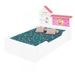 Cama Infantil com Colchão Princesa com Casinha Lilly Branco/Rosa - Divaloto