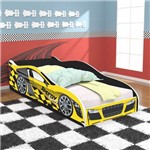 Cama Infantil / Mini Cama Carros Speedy Racing New com Colchão 150x70 Cm - Amarelo/preto - Rpm Móveis