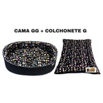 Ficha técnica e caractérísticas do produto Cama Pet Caminha para Cachorro Kit Dubai Gg + Colchonete Madri G Uau Preto