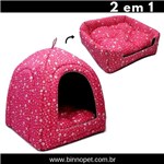 Ficha técnica e caractérísticas do produto Cama Pet Toca Cabana Iglu Caminha para Cachorro Gato Binnopet Patinha Rosa P