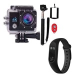 Ficha técnica e caractérísticas do produto Camera Action Go Ultra 4k Bastão de Selfie com Relógio Xiaomi Mi Band 2 Smart Watch para Android IOS