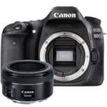 Ficha técnica e caractérísticas do produto Câmera Canon Eos 80D 50Mm F/1.8 Stm