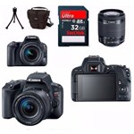 Ficha técnica e caractérísticas do produto Câmera Canon Eos SL2 Lente 18-55 F/4-5.6 IS STM + Bolsa + Mini Tripé + 32gb + Filtro UV com Garantia Canon Oficial