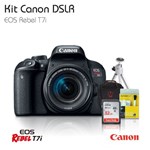 Ficha técnica e caractérísticas do produto Câmera Canon T7i EF-S 18-55mm Bolsa(MasterTronic) Cartão 32gb Tripé e Kit Limpeza