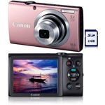 Câmera Digital Canon PowerShot A2400 IS 16 MP, C/ 5x Zoom Óptico Cartão SD 4GB Rosa