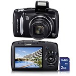 Ficha técnica e caractérísticas do produto Câmera Digital Canon Powershot SX 120IS 10MP C/ 10x Zoom Óptico Cartão SD 2GB Preta