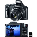 Ficha técnica e caractérísticas do produto Câmera Digital Canon Powershot SX170IS 16 MP com Zoom Óptico de 16x Preta Cartão de 8 GB
