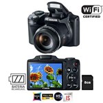Ficha técnica e caractérísticas do produto Câmera Digital Canon Powershot SX510 HS Preta - 12.1 MP, LCD 3.0", Full HD, Wi Fi, Zoom Ótico 30x, Flash Integrado e Lente de 24mm + Cartão 8GB