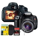 Ficha técnica e caractérísticas do produto Câmera Digital Canon T5i Lente 18-55mm / Cartão de Memória 32gb (C10) / Bolsa / Tripe e Kit Limpeza