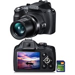 Câmera Digital Fuji Finepix SL300 14MP C/ 30x Zoom Óptico Cartão SD 4GB Preta