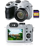 Câmera Digital GE X550 Branca com 16.07MP, Zoom Óptico 15X, LCD 2.7", Detector de Face, Detector de Sorriso, Estabilizador de Imagem + Cartão de 8GB