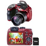 Ficha técnica e caractérísticas do produto Câmera Digital GE X550 Vermelha com 16.07MP, Zoom Óptico 15X, LCD 2.7", Detector de Face, Detector de Sorriso, Estabilizador de Imagem + Cartão de 8GB