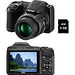 Câmera Digital Nikon Coolpix L820 16MP Zoom Óptico 30x Cartão 4 GB - Preta