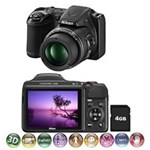 Ficha técnica e caractérísticas do produto Câmera Digital Nikon Coolpix L820 Preta 16Mp, Lcd 3.0, Zoom Otico 30X, Foto Panoramica e 3D, Video Full Hd + Cartao de 4Gb