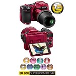 Ficha técnica e caractérísticas do produto Câmera Digital Nikon Coolpix L830 Vermelha - 16MP, LCD Móvel 3.0", Zoom 34x, Detecção de Movimento e Vídeo Full HD + Cartão 4GB