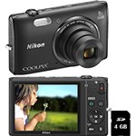 Ficha técnica e caractérísticas do produto Câmera Digital Nikon Coolpix S5300 16MP Zoom Óptico 8x Cartão 4GB - Preta
