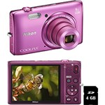 Ficha técnica e caractérísticas do produto Câmera Digital Nikon Coolpix S5300 16MP Zoom Óptico 8x Cartão de 4GB - Rosa