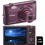 Ficha técnica e caractérísticas do produto Câmera Digital Nikon Coolpix S5300 16MP Zoom Óptico 8x Cartão de 4GB - Roxa