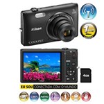 Ficha técnica e caractérísticas do produto Câmera Digital Nikon Coolpix S5300 Preta - 16.0MP, LCD 3.0", Zoom Ótico de 8x, Estabilização de Imagem VR, Wi-Fi, Vídeo Full HD + Cartão de 4GB