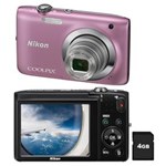 Ficha técnica e caractérísticas do produto Câmera Digital Nikon Coolpix S2600 Rosa C/ LCD 2,7”, 14 MP, Zoom Óptico 5x, Estabilizador de Imagem, Vídeo HD + Cartão de 4GB