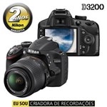 Ficha técnica e caractérísticas do produto Câmera Digital Nikon D3200 Preta com 24.2 MP, LCD 3.0", Vídeos em Full HD + Lente 18-55M