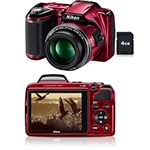 Ficha técnica e caractérísticas do produto Câmera Digital Nikon Superzoom Coolpix L810 16.1 MP C/ 26x Zoom Óptico Cartão 4GB Vermelha