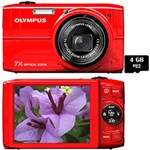 Ficha técnica e caractérísticas do produto Câmera Digital Olympus C-620 14MP C/ 7x de Zoom Óptico Cartão SD 4GB Vermelha