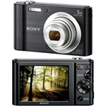 Ficha técnica e caractérísticas do produto Câmera Digital Portátil Sony W800 20.1MP 29MB Vídeos HD Preta - Youtuber